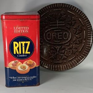 Vtg. 1987 Ritz Cracker Tin & 1993 Oreo Cookie Tin